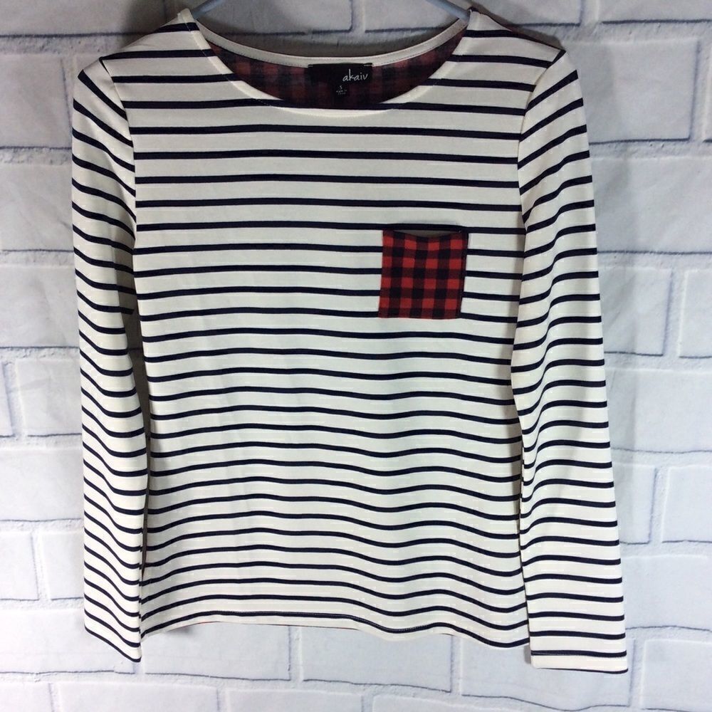 akaiv Buffalo Plaid Navy Red white Shirt Size S